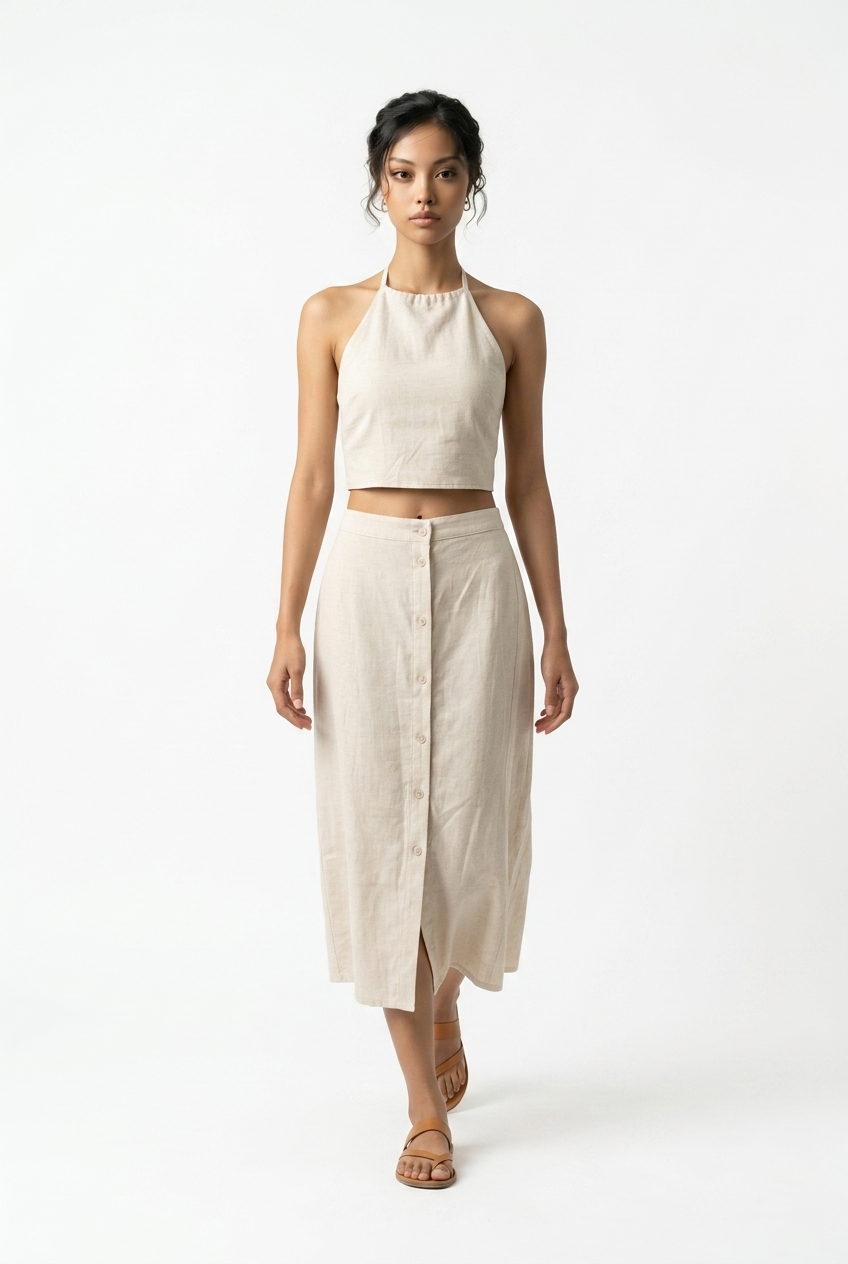 Linen Set Top & Skirt